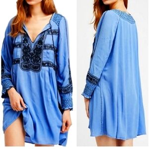 NWT Free People Blue Long Sleeve Sundress (Large)